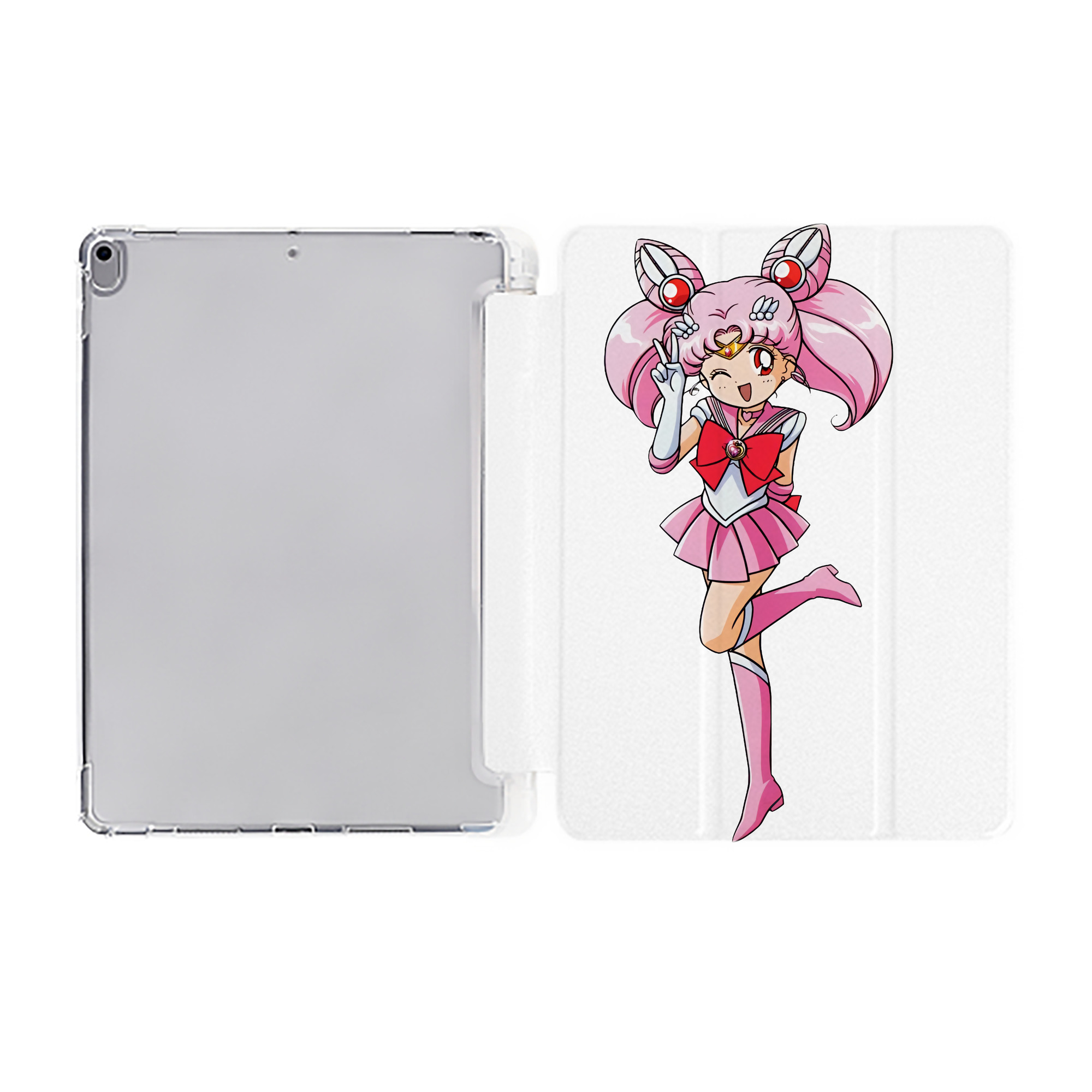 （画像用） 美少女戦士セーラームーン ちびうさ Sailor Moon Chibiusa Tsukino Usagi Small Lady Serenity IPad ケース ペン収納付き 三つ折りスタンド PUレザー×シリコン 対応機種9.5/10.5/10.9インチ